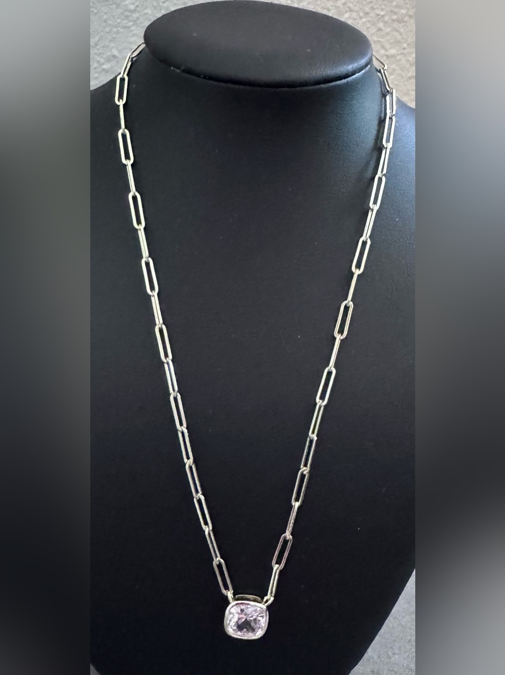 Melinda Maria Gold Paperclip Link Necklace with Cushion Pendant